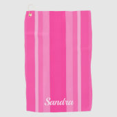 かわいいピンクのレディストライプのゴルファー ゴルフタオル (正面)