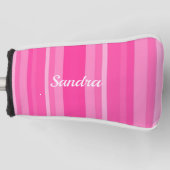 かわいいピンクのレディストライプのゴルファー ゴルフヘッドカバー (正面)