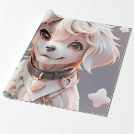 かわいいピンクのレトリエバーパピーギフトラップ子供の誕生日 ラッピングペーパー