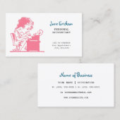 かわいいピンクのレトロキャラチャチュア女性会計士 名刺 (正面/裏面)