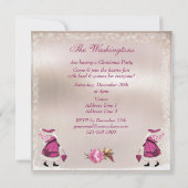 かわいいピンクのレトロサンタクリスマスパーティー招待状 招待状 (裏面)