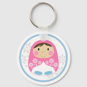 かわいいピンクのロシアのな人形Keychain キーホルダー