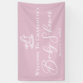 かわいいピンクのロッキングホース赤ちゃんシャワーカスタムパーティー 横断幕 (縦)