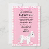 かわいいピンクのロッキングホース赤ちゃんシャワー招待状 招待状 (正面)