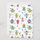 かわいいピンクのロボットテーマキッズロボット誕生日パーティー 招待状 (裏面)