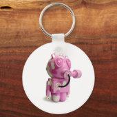 かわいいピンクのロボットハートキーチェーン キーホルダー (正面)