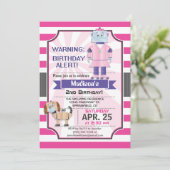かわいいピンクのロボット女の子の誕生日パーティー 招待状 (スタンド正面)