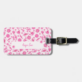 かわいいピンクのロマンチックな休日のクリスマスオーナメント ラゲッジタグ