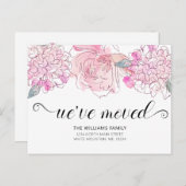 かわいいピンクのローズアジサイの水の色のフローラ移動 案内ポストカード (正面/裏面)