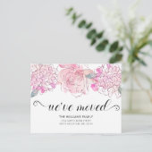 かわいいピンクのローズアジサイの水の色のフローラ移動 案内ポストカード (スタンド正面)