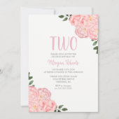 かわいいピンクのローズガールズ2nd誕生日パーティー招待状 招待状 (正面)