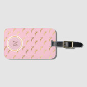 かわいいピンクのローズ ラゲッジタグ (正面横)