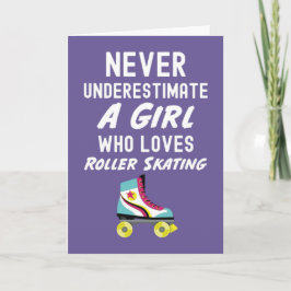 かわいいピンクのローラー スケーター カード 赤ちゃんの女の子のための子供たち