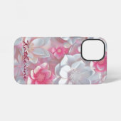 かわいいピンクのワイルドフラワーiPhoneケース| ピンク色の花 iPhoneケース (裏面横)