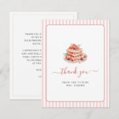 かわいいピンクのワッフル ブランシュ 結婚前のお祝い 平面 サンキューカード (正面/裏面)