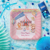 かわいいピンクのヴィンテージカーニバルサーカス赤ちゃんシャワー ペーパープレート (パーティー)