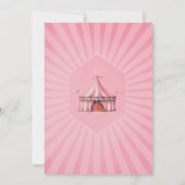 かわいいピンクのヴィンテージカーニバルサーカス赤ちゃんシャワー 招待状 (裏面)