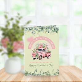 かわいいピンクのヴィンテージフローラアップルトラックマザーズの日 シーズンカード