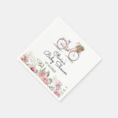 かわいいピンクのヴィンテージ自転車ガールベビーシャワー スタンダードカクテルナプキン (角)