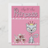 かわいいピンクの一口は及びベビーシャワーのプリンセスの子猫猫を見ます 招待状 (正面)