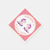 かわいいピンクの一角獣少女双子のベビーシャワーパーティー スタンダードカクテルナプキン (角)