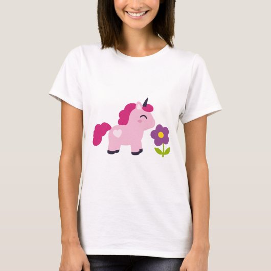 かわいいピンクの一角花 Tシャツ (正面)