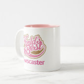 かわいいピンクの世界のベストのニュースキャスター ツートーンマグカップ (正面左)