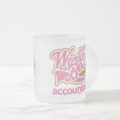 かわいいピンクの世界のベストの会計士 フロストグラスマグカップ (正面右)