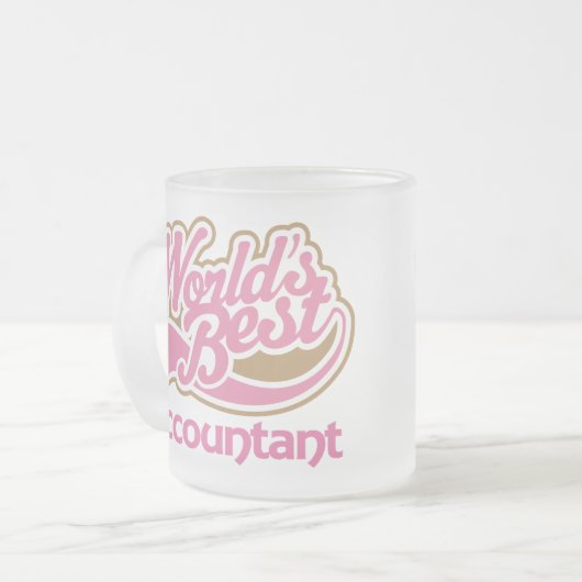 かわいいピンクの世界のベストの会計士 フロストグラスマグカップ (正面左)