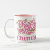 かわいいピンクの世界のベストの化学者 ツートーンマグカップ (左)