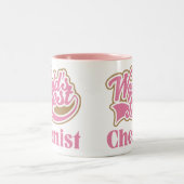 かわいいピンクの世界のベストの化学者 ツートーンマグカップ (中央)