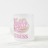 かわいいピンクの世界のベストの女優 フロストグラスマグカップ (正面左)