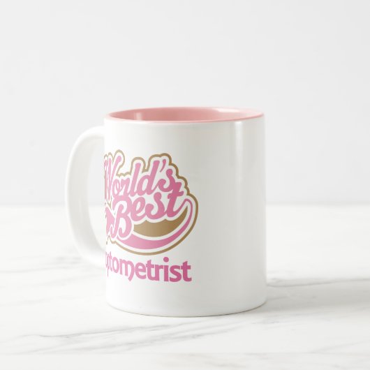 かわいいピンクの世界のベストの検眼医 ツートーンマグカップ (正面左)