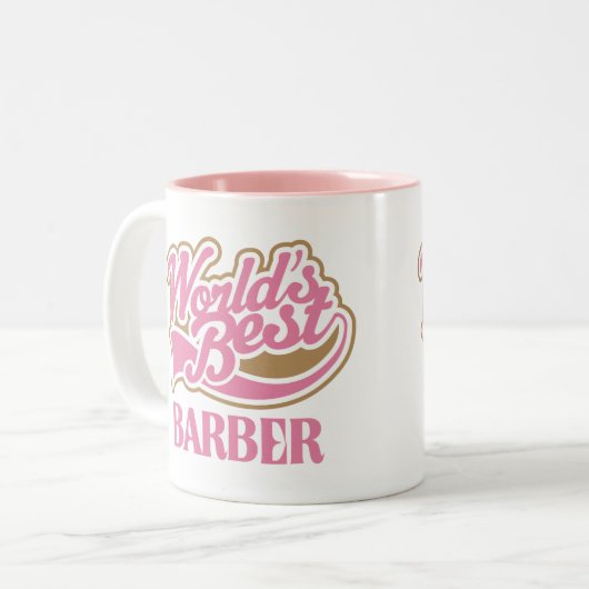 かわいいピンクの世界のベストの理容師 ツートーンマグカップ (正面左)