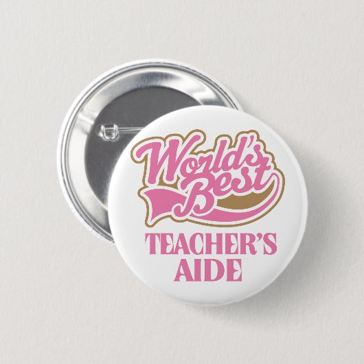 かわいいピンクの世界の最も最高のな先生の補佐官 缶バッジ (正面&裏面)