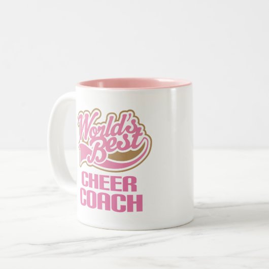 かわいいピンクの世界の最も最高のな応援のコーチ ツートーンマグカップ (正面左)