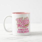 かわいいピンクの世界の最も最高のな英語の先生 ツートーンマグカップ (左)