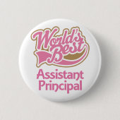 かわいいピンクの世界の最も最高のな補助校長 缶バッジ (正面)