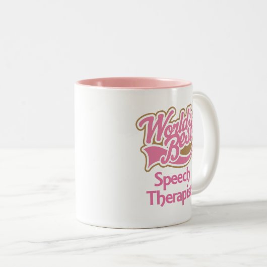 かわいいピンクの世界の最も最高のな言語療法士 ツートーンマグカップ (正面右)
