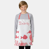 かわいいピンクの乗馬と友達 エプロン (着用した状態)