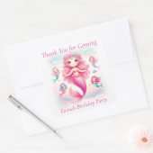 かわいいピンクの人魚かわいらしさん、ありがとう スクエアシール (封筒)