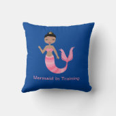かわいいピンクの人魚と青のトレーニング クッション (裏面)