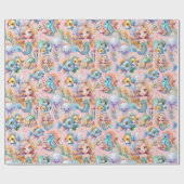 かわいいピンクの人魚のラッピング紙 ラッピングペーパー (フラット)