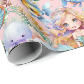 かわいいピンクの人魚のラッピング紙 ラッピングペーパー (ロールコーナー)