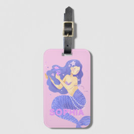 かわいいピンクの人魚の名前(キッズパーソナライズされた) ラゲッジタグ