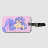 かわいいピンクの人魚の名前(キッズパーソナライズされた) ラゲッジタグ (正面横)