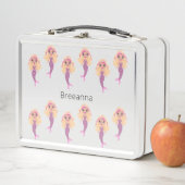 かわいいピンクの人魚 メタルランチボックス (インサイチュ)