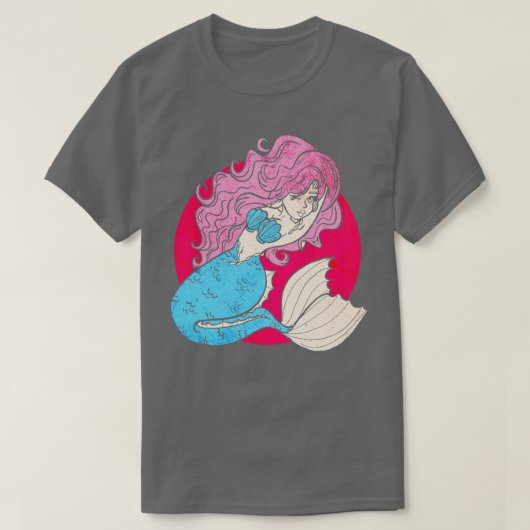 かわいいピンクの人魚 Tシャツ (デザイン正面)