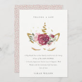 かわいいピンクの偽の金の花のユニコーンの赤ちゃんの歓迎会 サンキューカード (正面/裏面)