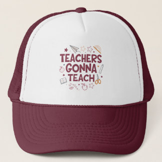 かわいいピンクの先生Tシャツ Teachers Gonna Teach キャップ